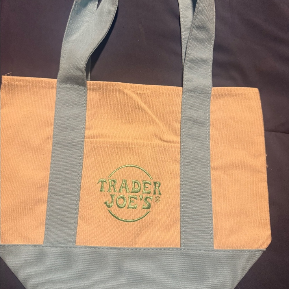 Trader Joe's Tan and Blue Mini Bag
